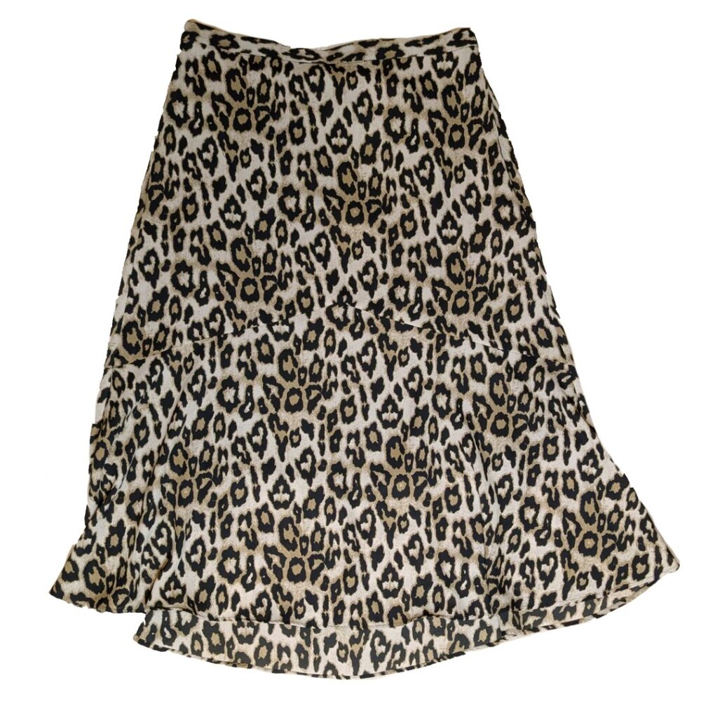 Banana Republic Leopard Print High Low Midi Skirt - Size 4 - Picture 2 of 5